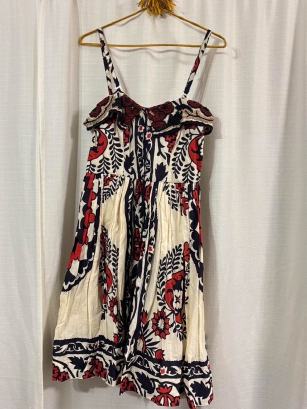 Yoana Baraschi Cream Floral Sundress with beadded top